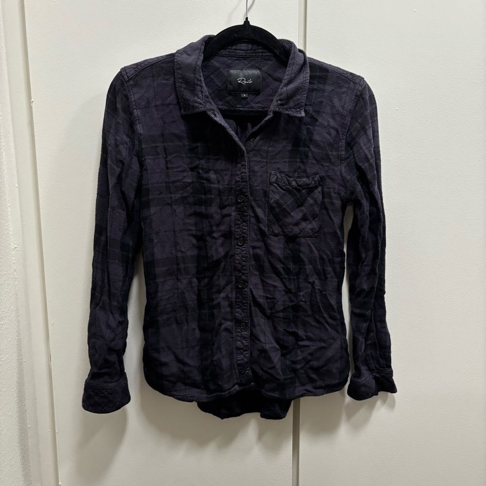 Rails Women’s Sz Small Hunter Black Onyx Charcoal Plaid Flannel Button Top